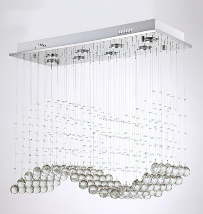 Agropoli | Luxury Rectangle LED Crystal Lamp for Dining Room, L39.4xw9.8xh39.4", Warm LightBy Miron Demid LLC