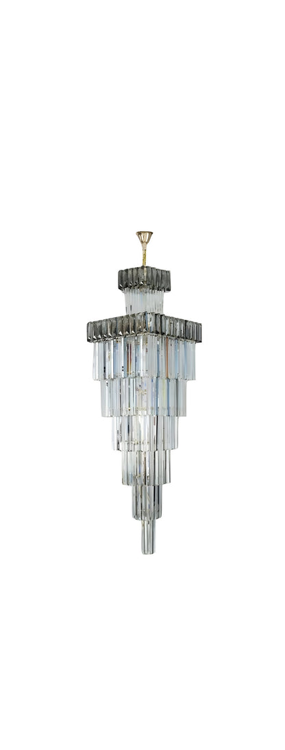 Beuil | High-end Villa Staircase Square Crystal Chandelier, Smoke Gray, H55.1"By Miron Demid LLC