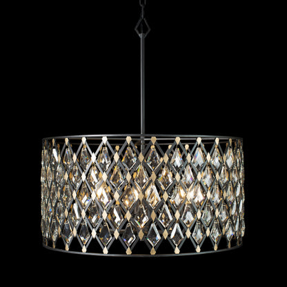 Varaluz 345P06 Windsor 6 Light 25"W Crystal Drum Chandelier - French GoldBy Varaluz