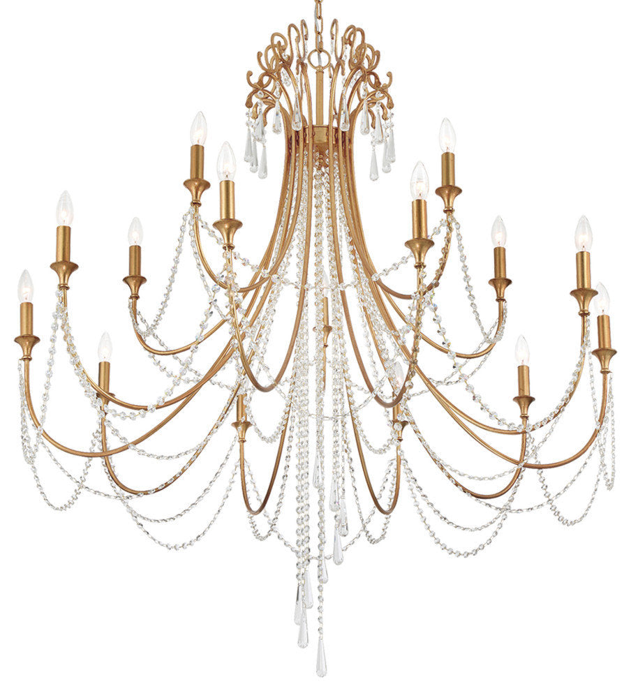 Arcadia 15 Light Antique Gold ChandelierBy Crystorama Lighting