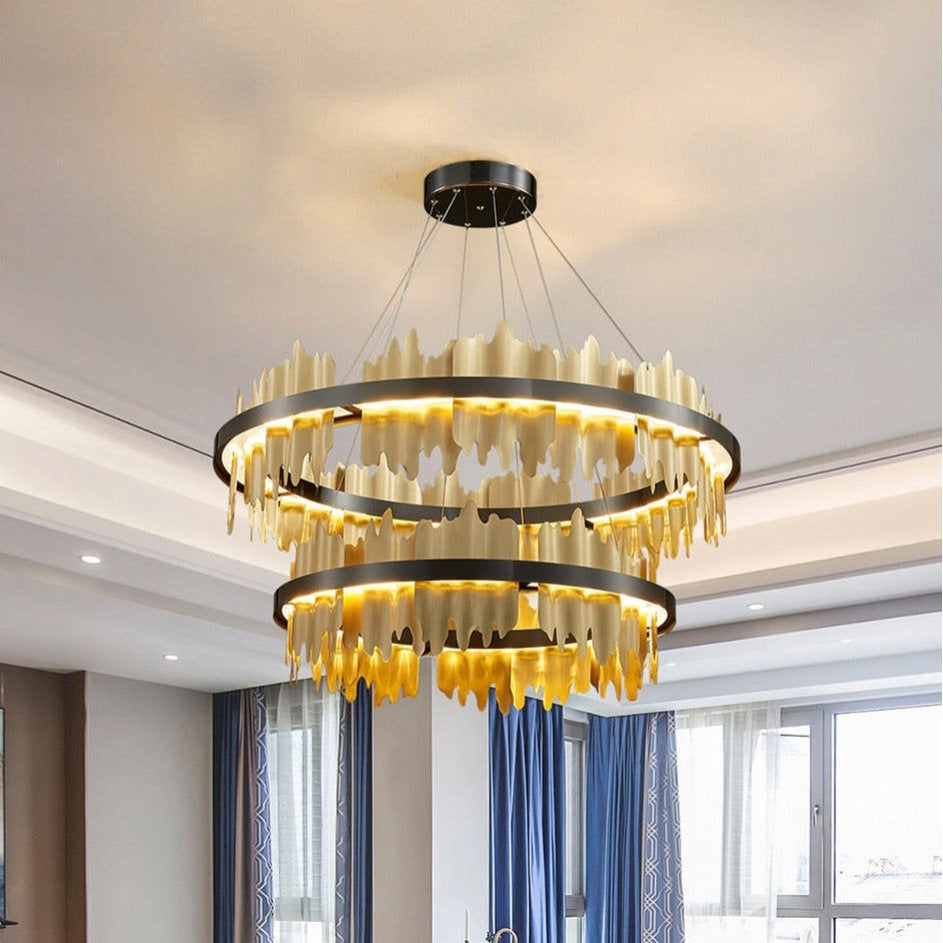 Nera 2-Tier Brushed Brass Modern ChandelierBy MORSALE