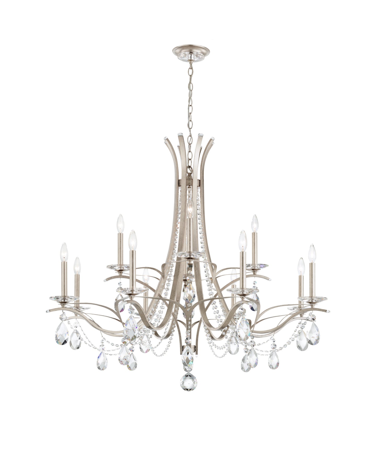 Schonbek Va8322N-48S 12 Light Crystal Chandelier, Antique SilverBy Schonbek