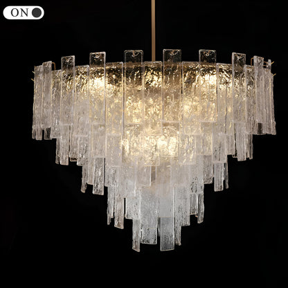 Torhout | Rectangle/Round Frosted Glass Hanging Chandelier for Living Room, Dia31.5", Warm Light / Non-DimmableBy Miron Demid LLC