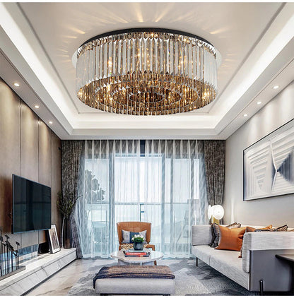 Adrano | Smoky Gray Crystal Chandelier, 23.6''By Miron Demid LLC