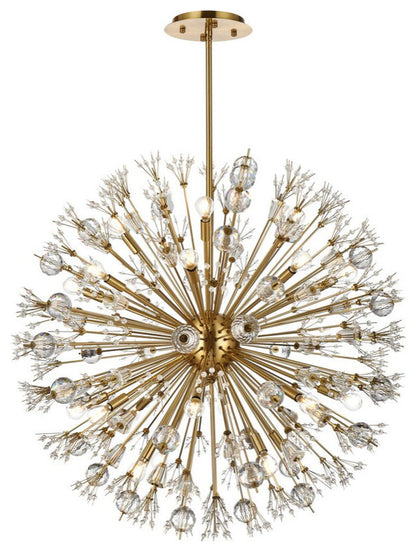 Elegant Lighting 2500D38SG Vera 38 inch crystal starburst round pendant in goldBy Elegant Furniture & Lighting
