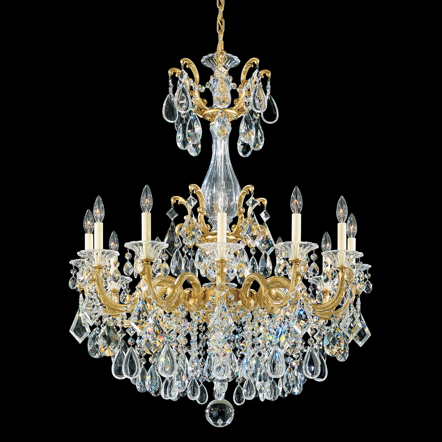 La Scala 12-Light Chandelier in Heirloom Gold With Clear Heritage CrystalBy Schonbek
