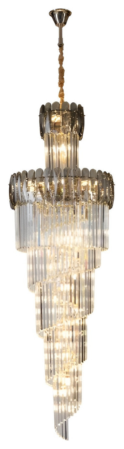 Le Cannet | Luxury Spiral Crystal Chandelier For Stairway, Smoky Gray, 15.8''By Miron Demid LLC
