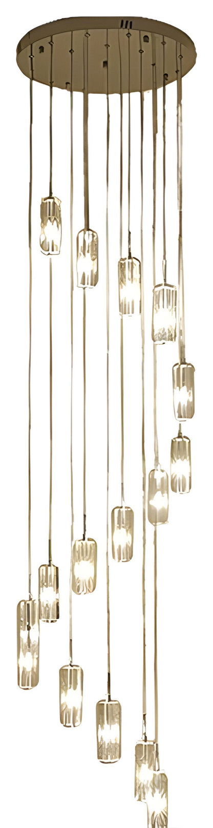 Cannes | Staircase Pendant Crystal Long Light Fixture, 30 LightsBy Miron Demid LLC