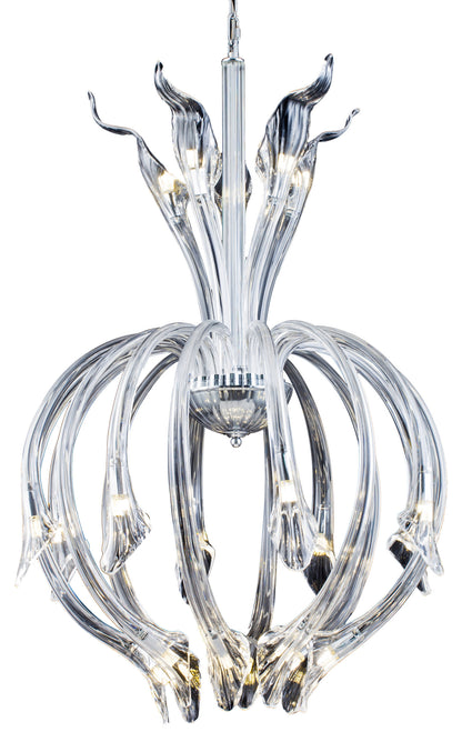 Clear Hand Blown Glass Chandelier With Chrome HardwareBy Design Living