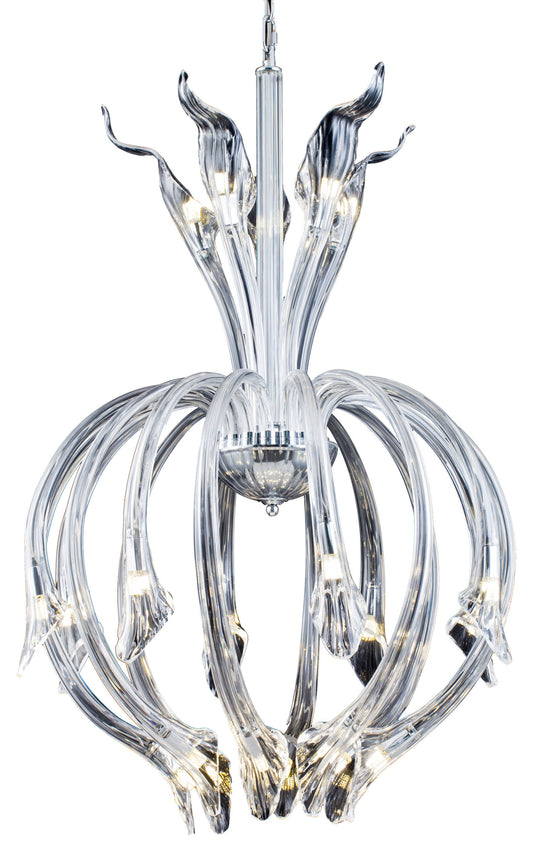 Clear Hand Blown Glass Chandelier With Chrome HardwareBy Design Living