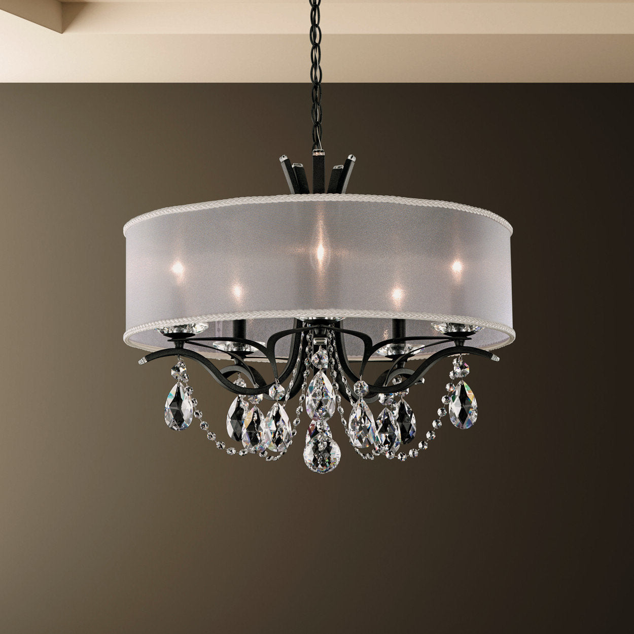 Schonbek Va8305N-59S1 5 Light Crystal Chandelier, Ferro BlackBy Schonbek