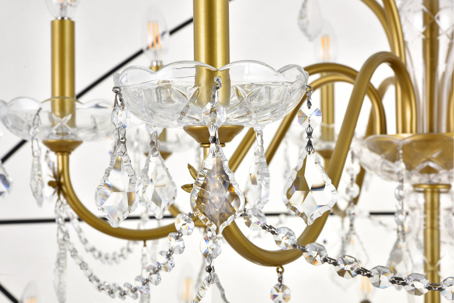 Elegant Lighting LD8801D60 Cordelia 24 Light 59"W Taper Candle - BlackBy Elegant Furniture & Lighting