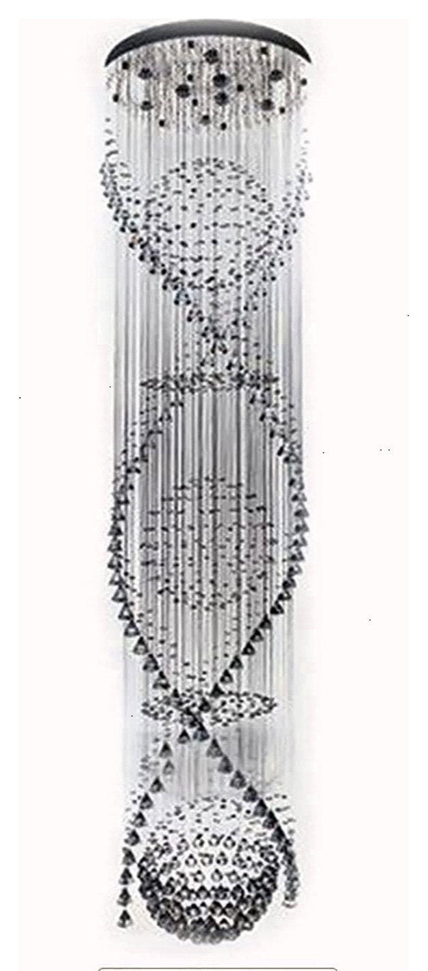 Saint-Etienne-de-Tinee | Modern Double Spiral Superdense K9 Crystal Chandelier, Dia39.4xh137.8" / Dia100xh350cm, Cool LightBy Miron Demid LLC
