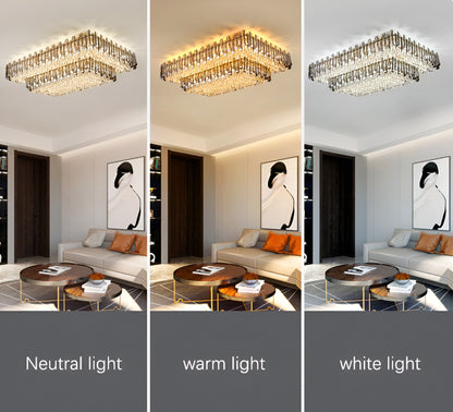 Acciano | Modern Rectangular Crystal LED Chandelier, L47.2xw27.5xh12.9", Warm LightBy Miron Demid LLC