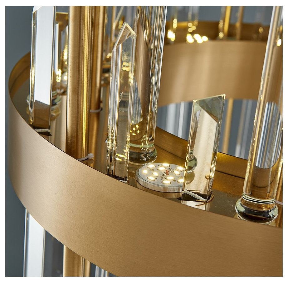 Royal Hanging Gold/Titanium/Copper Round Crystal Chandelier for Dining Room, Gold, 31.5'', Warm LightBy Miron Demid LLC