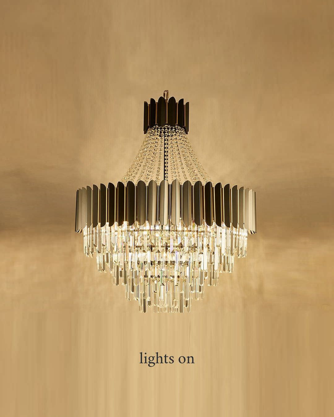 Portofino | Modern Round Gun Black Crystal Chandelier, 23.6'', Non-Dimmable, Warm LightBy Miron Demid LLC