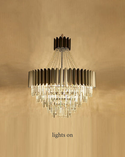Portofino | Modern Round Gun Black Crystal Chandelier, 23.6'', Non-Dimmable, Warm LightBy Miron Demid LLC