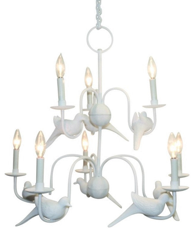 Gorgeous White Doves Bird Chandelier 8 Light Elegant Branch Organic 31 inBy My Swanky Home