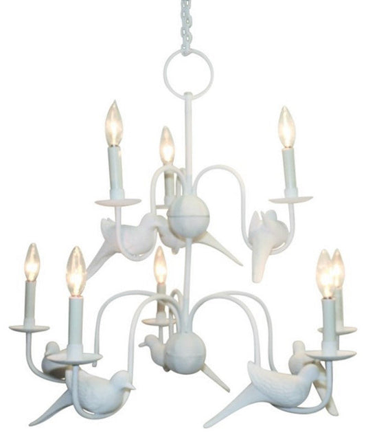 Gorgeous White Doves Bird Chandelier 8 Light Elegant Branch Organic 31 inBy My Swanky Home