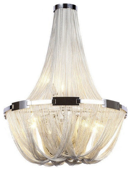 La Louviere | Silver Chain Chandelier for Living Room, 35,4"By Miron Demid LLC