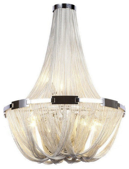La Louviere | Silver Chain Chandelier for Living Room, 35,4"By Miron Demid LLC