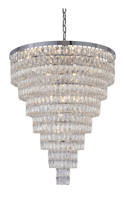 32" Chrome Metal 7-Tier Chandelier With Clear CrystalsBy Design Living