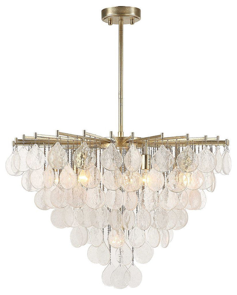 Modern Tear Drop Pendant Seeded Glass Chandelier 8 Light 38 in Elegant SilverBy My Swanky Home