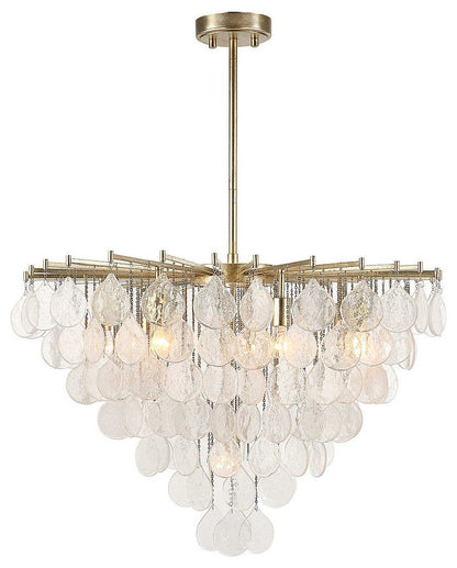 Modern Tear Drop Pendant Seeded Glass Chandelier 8 Light 38 in Elegant SilverBy My Swanky Home