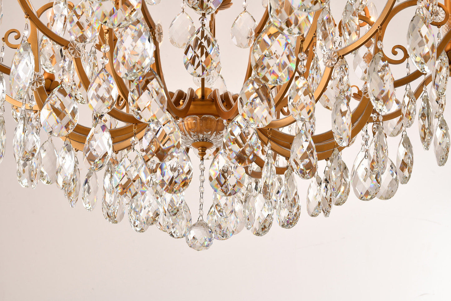 Brass Metal Chandelier With Clear CrystalsBy Design Living
