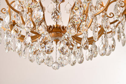 Brass Metal Chandelier With Clear CrystalsBy Design Living