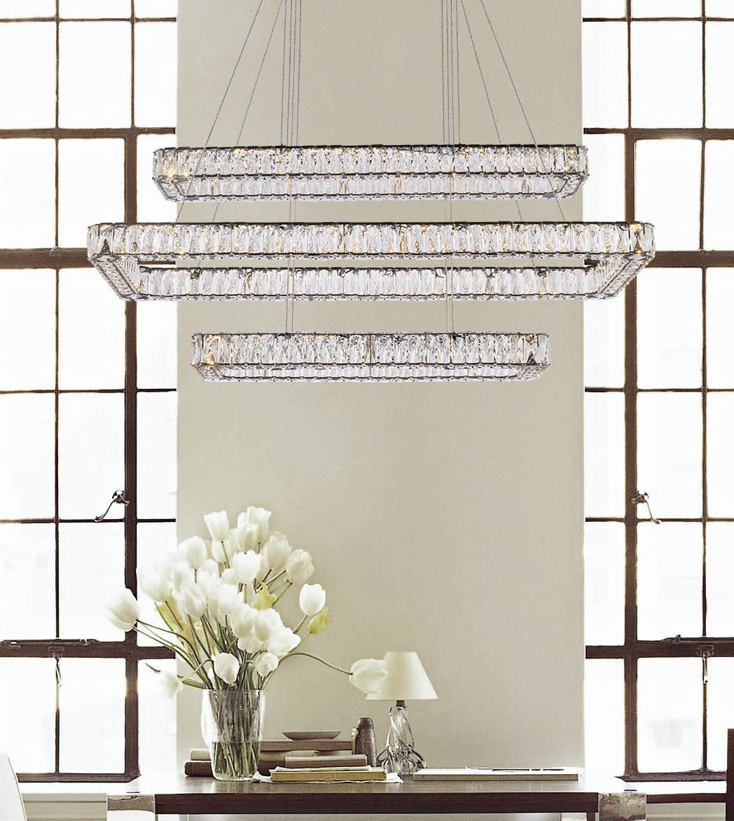 Elegant Lighting 3504G50L3 Monroe 50"W LED Crystal Linear - GoldBy Elegant Furniture & Lighting