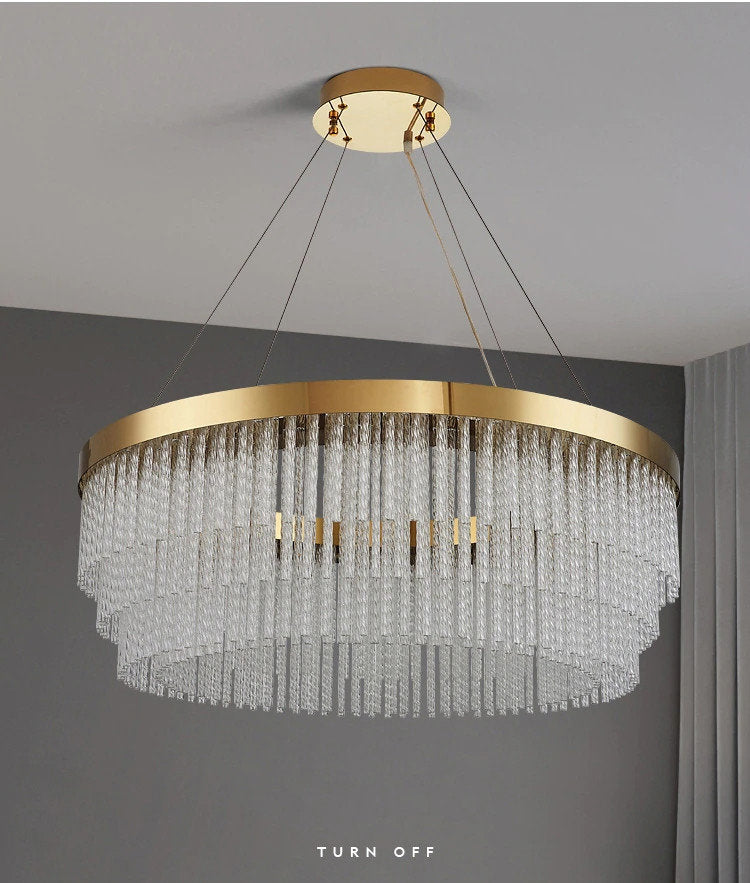 Zapponeta | Round/Oval Crystal Gold Chandelier for Bedroom, Dia31.5"By Miron Demid LLC