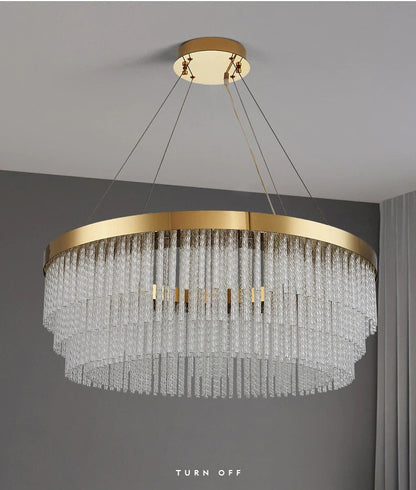 Zapponeta | Round/Oval Crystal Gold Chandelier for Bedroom, Dia31.5"By Miron Demid LLC