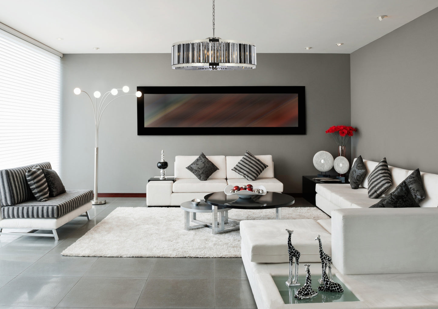 Elegant Lighting 1203G43-SS/RC Chelsea 10 Light 44"W Crystal Drum - PolishedBy Elegant Furniture & Lighting