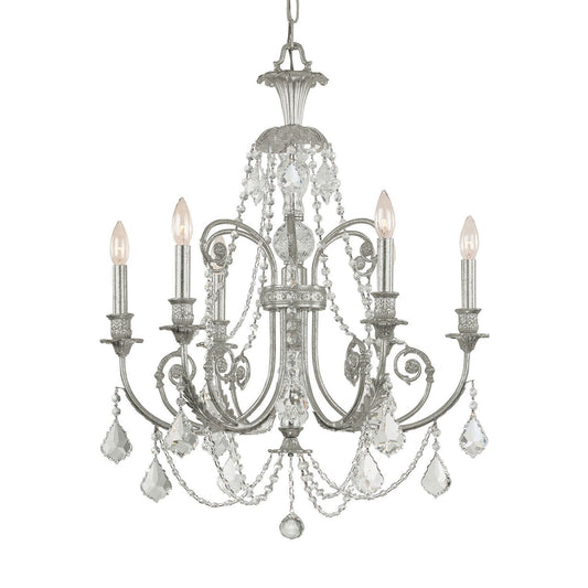 Group Regis Olde Silver Six-Light Chandelier with Swarovski Strass Crystal