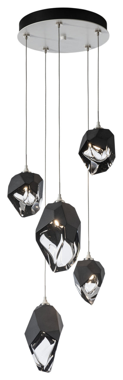Chrysalis 5-Light Mixed Crystal Pendant White Finish- Long, Black CrystalBy Hubbardton Forge