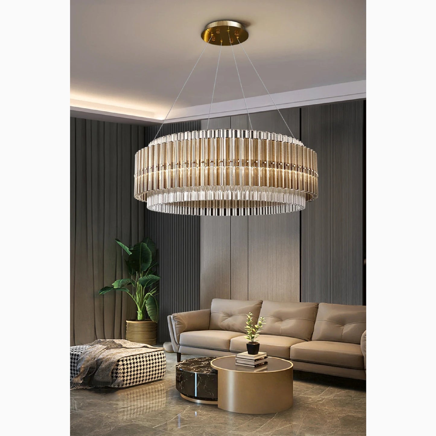 Cagnano Varano | Elegant Large Luxury Gold Crystal Chandelier, Gold, Dia100, Cool Light DimmableBy Miron Demid LLC