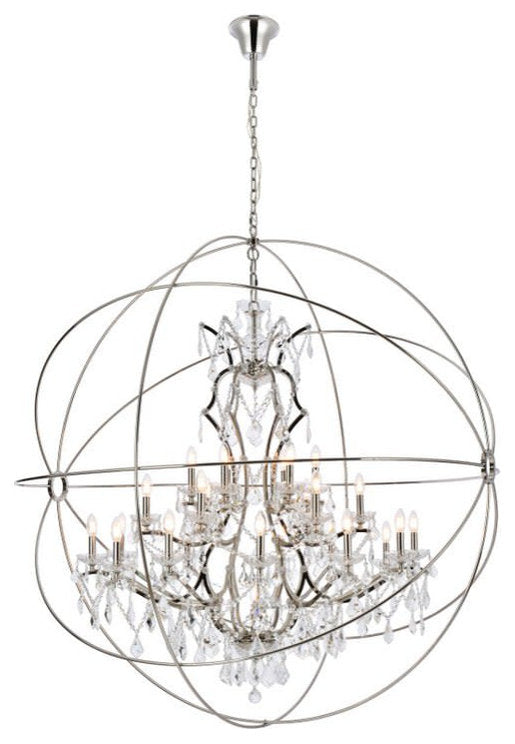 Elegant Lighting 1130G60/RC Geneva 25 Light 60"W Crystal - Dark BronzeBy Elegant Furniture & Lighting