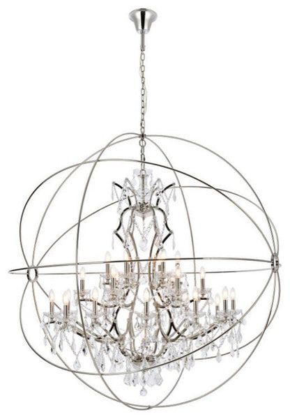 Elegant Lighting 1130G60/RC Geneva 25 Light 60"W Crystal - Dark BronzeBy Elegant Furniture & Lighting