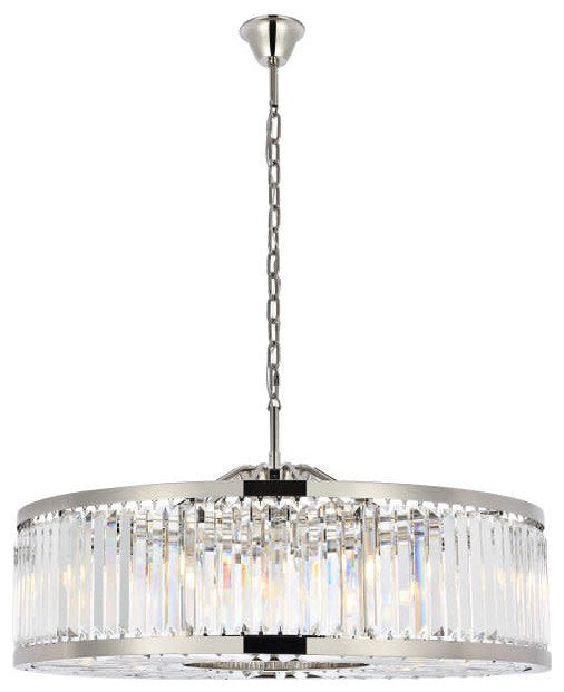 Elegant Lighting 1233G43/RC Chelsea 10 Light 44"W Crystal Drum - PolishedBy Elegant Furniture & Lighting
