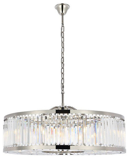 Elegant Lighting 1233G43/RC Chelsea 10 Light 44"W Crystal Drum - PolishedBy Elegant Furniture & Lighting