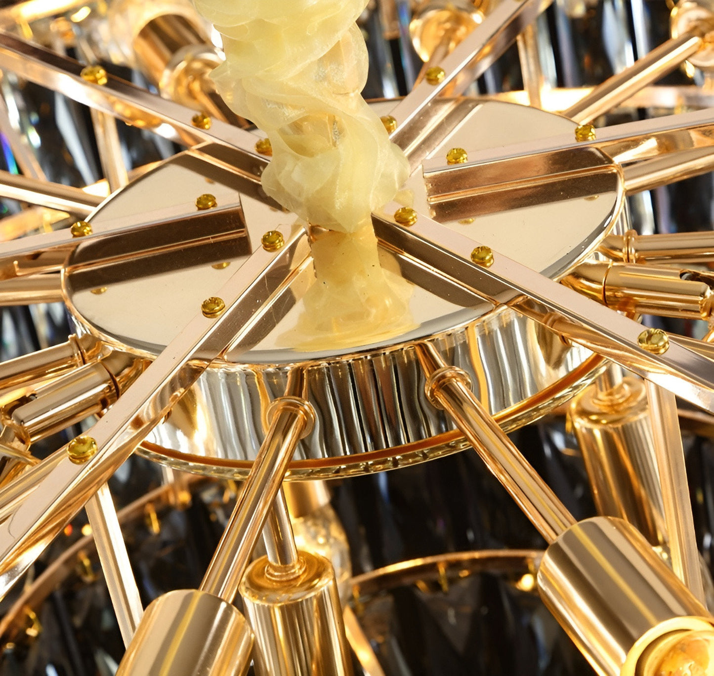 Beausoleil | Empire Gold Crystal Chandelier For Stairway, Dia 47.2'' 4 LayersBy Miron Demid LLC