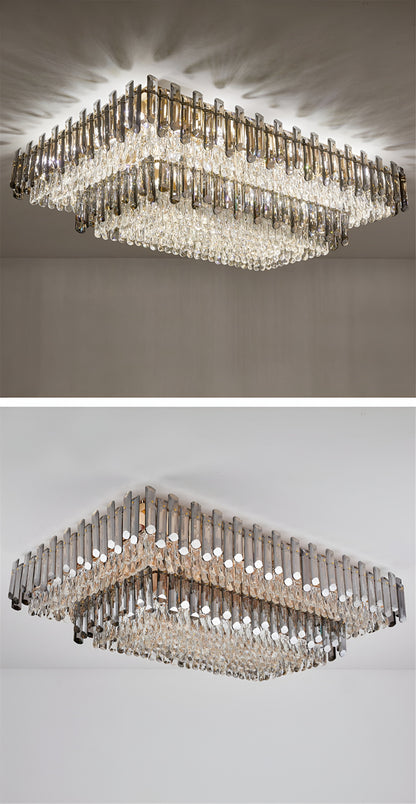 Acciano | Modern Rectangular Crystal LED Chandelier, L47.2xw27.5xh12.9", Warm LightBy Miron Demid LLC