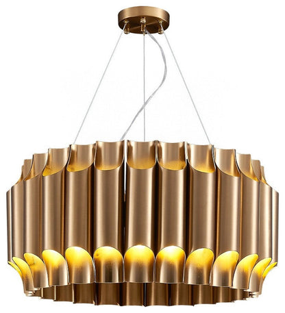 Sartene | Drum Brushed Gold Stainless Steel Chandelier, 31.5''By Miron Demid LLC