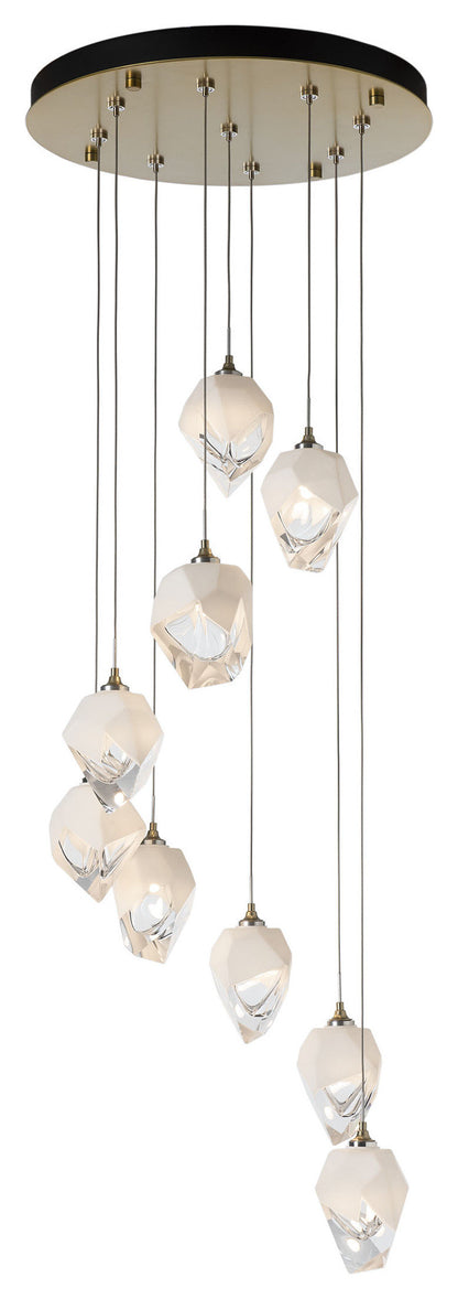 Chrysalis 9-Light Small Crystal Pendant Modern Brass Finish- Long, White CrystalBy Hubbardton Forge
