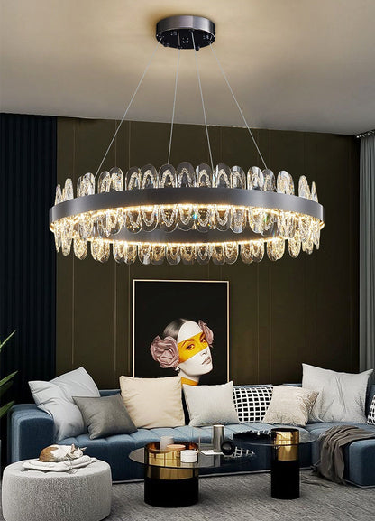 Irma | Modern Creative Round Hanging Crystal LED Chandelier for Living Room, Gold, Dia31.5xh7.1", Warm Light, Non-DimmableBy Miron Demid LLC