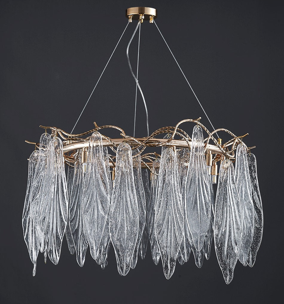 Alpette | Drum Gold Modern Crystal Glass Chandelier For Living room, Dia31.5"By Miron Demid LLC