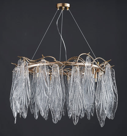 Alpette | Drum Gold Modern Crystal Glass Chandelier For Living room, Dia31.5"By Miron Demid LLC