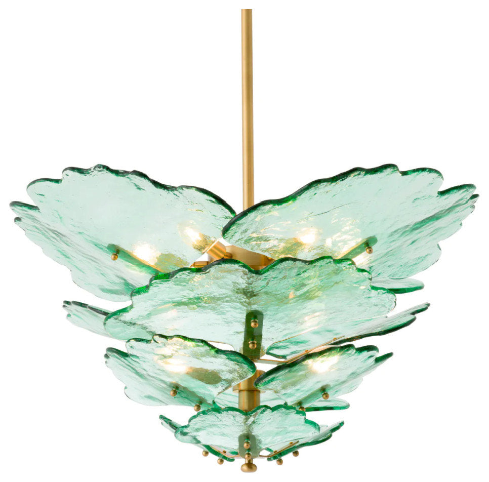 Glass Petals Chandelier, Eichholtz Florina, Green GlassBy OROA - Furniture