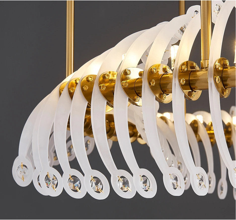 Gold/white crystal ceiling chandelier for living room bedroom dining room 39.4"By Miron Demid LLC